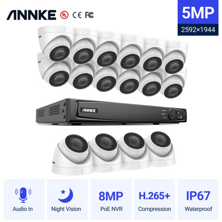 ANNKE SET 5MP N46PCK POE NVR 16 IP + 16 CAM ΕΞΩΤΕΡΙΚΕΣ I51DM 5MP 2.8mm