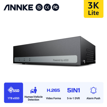 ANNKE eDVR DT81BH Καταγραφικό DVR 8 καναλιών + 2 IP 5MP, με ενσωματωμένο SSD 1TB, πολύ μικρoύ μεγέθους