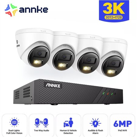 ANNKE SET 5MP N48PBB POE NVR 8 IP + 4 CAM ΕΞΩΤΕΡΙΚΕΣ I51ES 3K Two-Way Audio Smart Hybrid Light 2.8mm