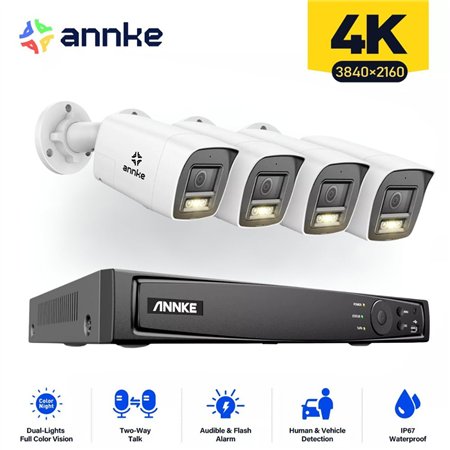 ANNKE SET 5MP N48PAW POE NVR 8 IP + 4 CAM ΕΞΩΤΕΡΙΚΕΣ I91DH 3K Two-Way Audio Smart Hybrid Light 2.8mm