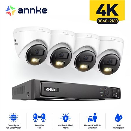 ANNKE SET 5MP N48PAW POE NVR 8 IP + 4 CAM ΕΞΩΤΕΡΙΚΕΣ I91DS 3K Two-Way Audio Smart Hybrid Light 2.8mm