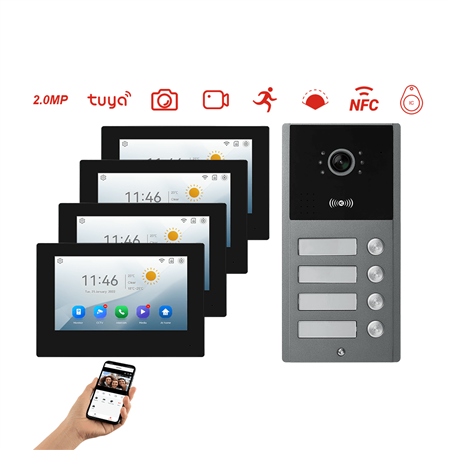 Set θυροτηλεόραση Smart IP 4- διαμερίσματα DCS4