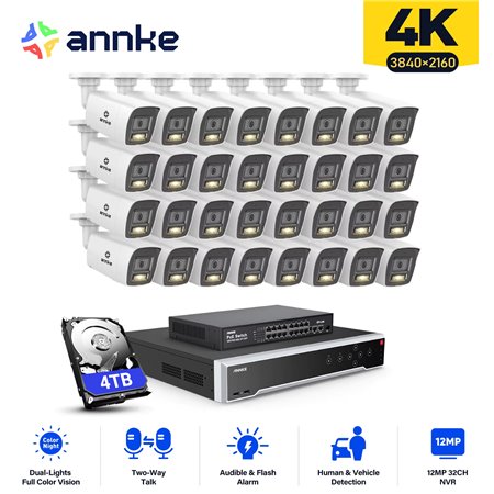 ANNKE SET 8MP N931BB POE NVR 32 IP 16 POE PORTS 4TB + 32 CAM ΕΞΩΤΕΡΙΚΕΣ I91DH 8MP 2.8mm + PoE Swicth 16 Ports